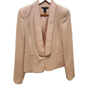 Victoria Secret Womens Soft Pink Tuxedo Like Jacket Sz 6 Shoulder Pads Barbiecor
